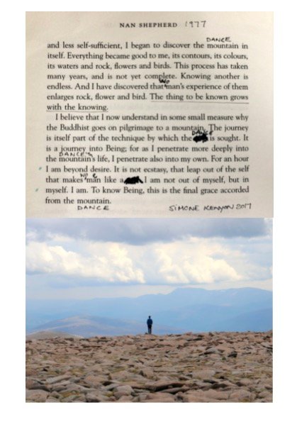 annotated page from 'The Living Mountain'